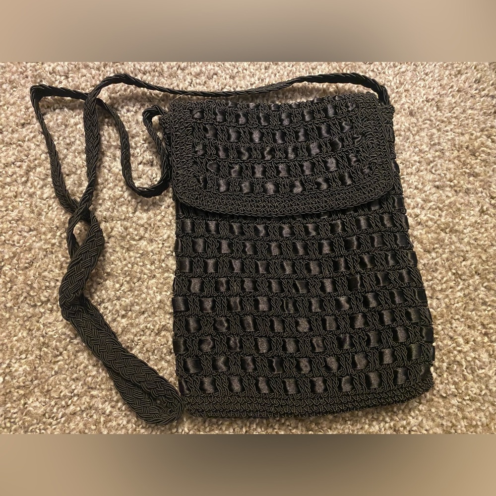 Elegant Black Crochet Shoulder Bag